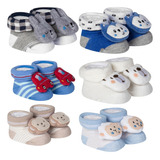 Kit 6 Pantufa Infantil Divertida De Bebe Meia Menino