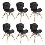 Kit 6 Cadeiras Estofadas Charles Eames Eiffel Slim Confort Estrutura Da Cadeira Preto
