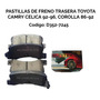 Pastilla De Freno Trasera Toyota Camry Celica 1992-96 Toyota Celica