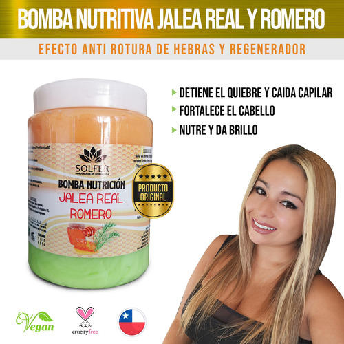 Bomba De Nutrición Capilar Orgánic&vegan Jalea Real Y Romero