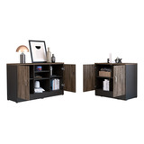 Gabinete 2p Y Cajonera 2p Home Office Color Negro-coñac