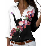 Blusa Camisa Feminina Social Elegante Multi Print Nabes