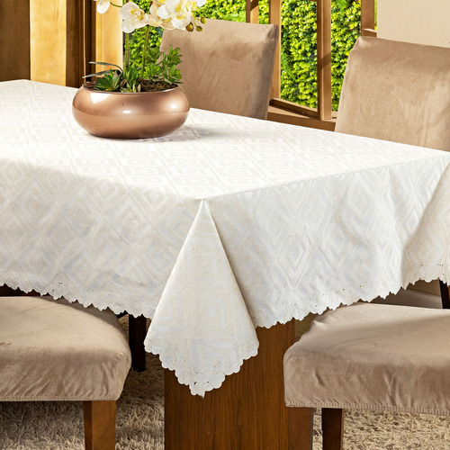 Toalha De Mesa Retangular Para 6 Lugares Jacquard Estampado