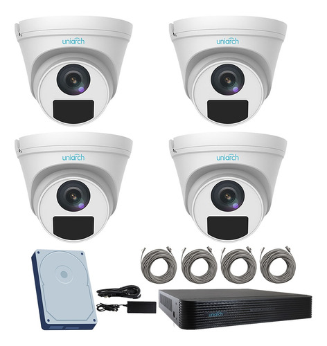 Kit Cctv Uniarch Ip 4mp 2.8mm Microfono Nvr Poe 4ptos 1 Tb