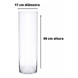 Vaso Vidro Tubo Cilíndrico Grande 90cm Altura Transparente Liso