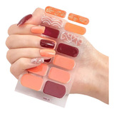 Set De 14 Stickers De Uñas Manicure Instantánea Naranja