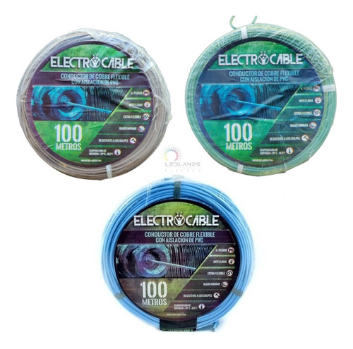 Pack X 3 Rollos Cable Unipolar 1mm 100m C/u Varios Colores