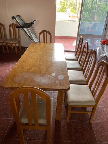 Juego Mesa Comedor/quincho Con 10 Sillas Madera