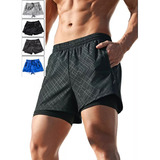 Gimnasio Short Con Licra Deportiva 2 En 1 Hombre Correr Gym