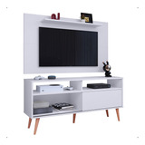 Rack Com Painel Retrô Siena Twin Com Pés De Plástico Cor Branco