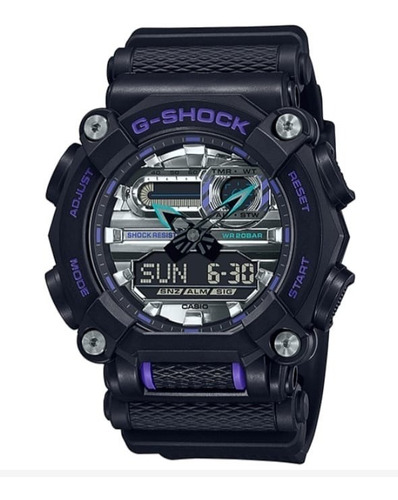 G Shock Ga 900as 1adr Original Negro Con  Fondo Metal Plata