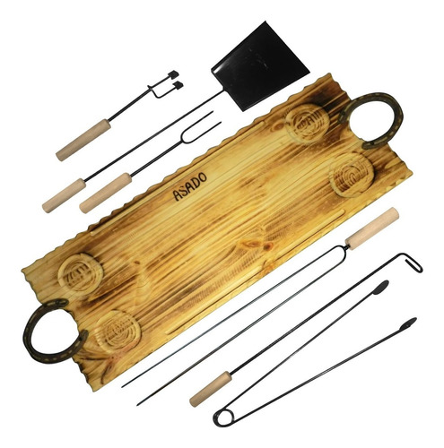 Tabla Asado Madera 80x30  Accesorios Asador X6 Herramientas