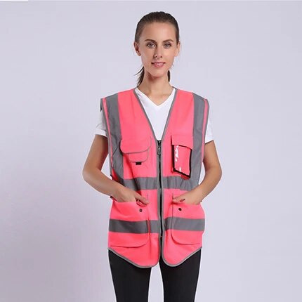1 Camisa De Trabajo Hi Vis, Chaleco De Seguridad Rosa Para