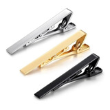 Clip Sujeta Corbata Plateado Dorado Y Negro Metal 3 Pcs