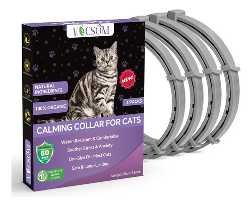 Collar De Feromonas Calmante Para Gatos Vicsom Color Gris