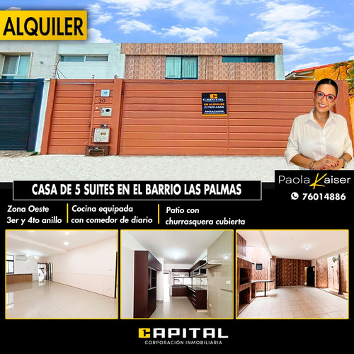 Casa Con 5 Dormitorios En Alquiler, Barrio Las Palmas