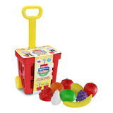 Carrinho Supermercado Brinquedo Compras Infantil + Frutas