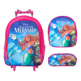 Mochila Infantil Feminina Rodinha Pequena Sereia Envio 24hrs