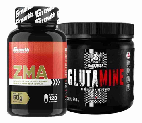 Zma 120 Caps Growth + Glutamina Darkness 350g Integralmedica