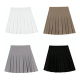 Minifalda Plisada De Cintura Alta Para Mujer Para Uniforme E