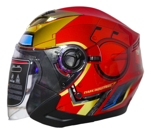 Casco Moto Edge Marvel Iron Man Rojo 3/4