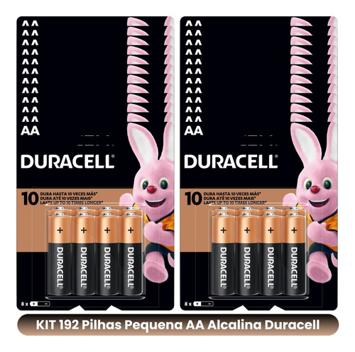 Pilha Aa Pequena 2a Kit 192 Pilhas Aa Duracell Alcalina Nfe