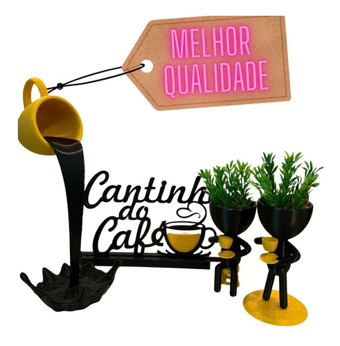 Cantinho Decorativo P/ Cafe Com Vasos Bob E Xicara Flutuante