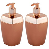 Porta Sabonete Líquido 300ml Cobre Rosé Gold 2 Peças