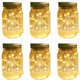 Mason Jar - Lote De 6 Linternas Solares Con 30 Ledes De Luce