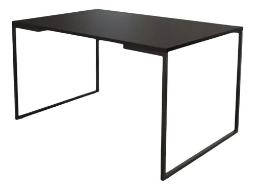 Mesa De Escritório Tampo Preto Pé Preto Office 120x60