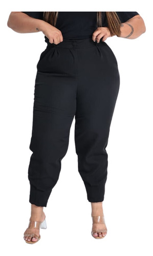 Calça Alfaiataria Plus Size Cintura Alta Feminina Premium 