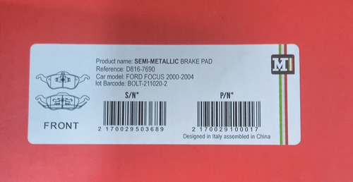 Pastilla De Freno Delantera Ford Focus 2000-2008 (7690) Foto 3