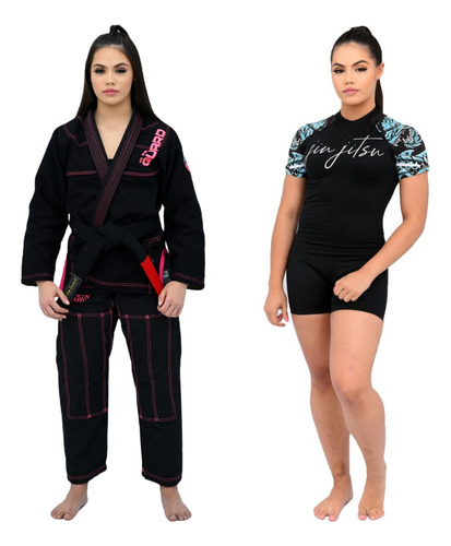 Kimono Jiu Jitsu Trançado Fem +  Macaquinho Poliamida Bjj