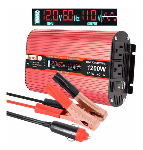 Imoli Inversor De Potencia Para Coche, 1200w/2400w (pico)