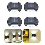 8 Leds Lámparas Solar Sensor Exteriores De Pared 4 Pcs