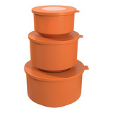 Juego De Contenedores De Plastico Coza X3 Color Naranja