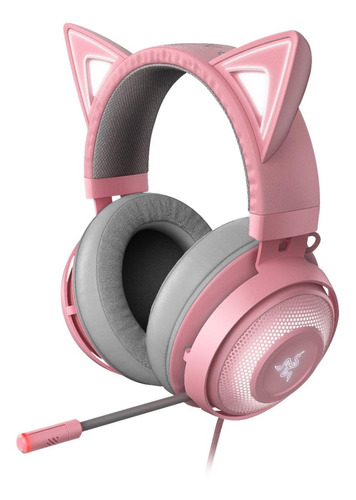 Audífonos Alámbricos Razer Kraken Kitty V2 Pro Quartz (rosa)