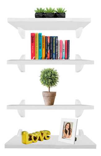 Conjunto 4 Prateleiras De Mdf Suspensas De Livros 40x20 Top