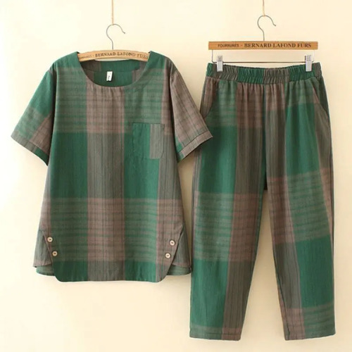Conjunto Veraniego Coreano A Cuadros Talla Extra