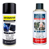 Kit Ar Comprimido Air Duster Implastec 164ml 200g  + Limpa Contato Contatec Implastec 350ml