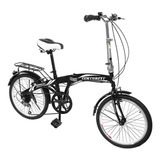 Bicicleta Plegable Centurfit Vintage R20 20  7v Frenos V-brakes Color Negro Con Pie De Apoyo