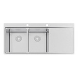 Mesada Bacha Doble Acero Inox Tramontina Desing 116x52cm Color Acero Inoxidable Scotch Brite