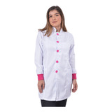 Jaleco Feminino Acinturado Gabardine Com Punhos Rosa