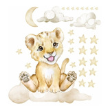 Adesivo Decorativo Safari Leão Zoo Baby Nuvens Estrelas 