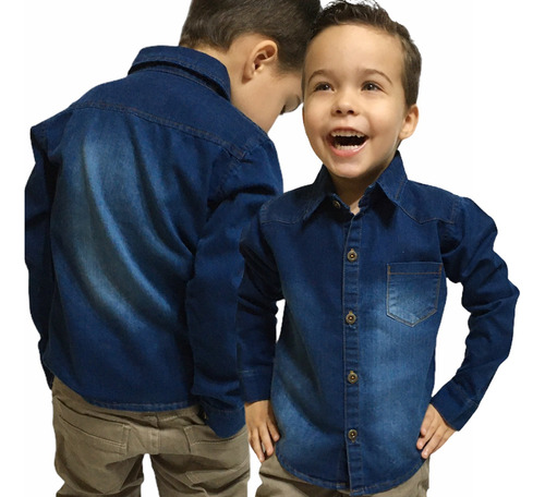 Camisa Jeans Infantil Menino Masculina Criança Premium Luxo