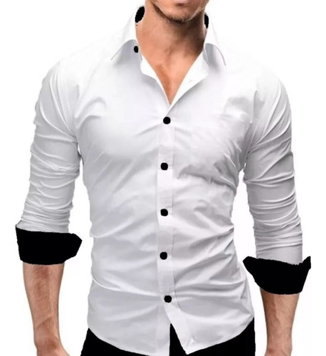 Camisa Social Masculino Slim Fit Manga Longa Não Amassa