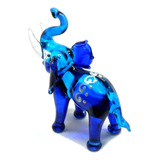Mini Elefante Azul Hecho A Mano Con Arte Tailandés