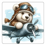 Mousepad Oso Piloto Vuela Avión Dibujo M1