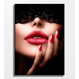 Cuadro Decorativo Textura  Mujer Labios Uñas Rojas   40x28cm