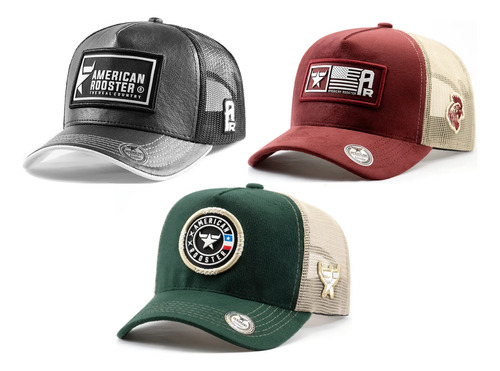Kit 3 Bonés Country Casual Texas Chapéu Agro Trucker Trator